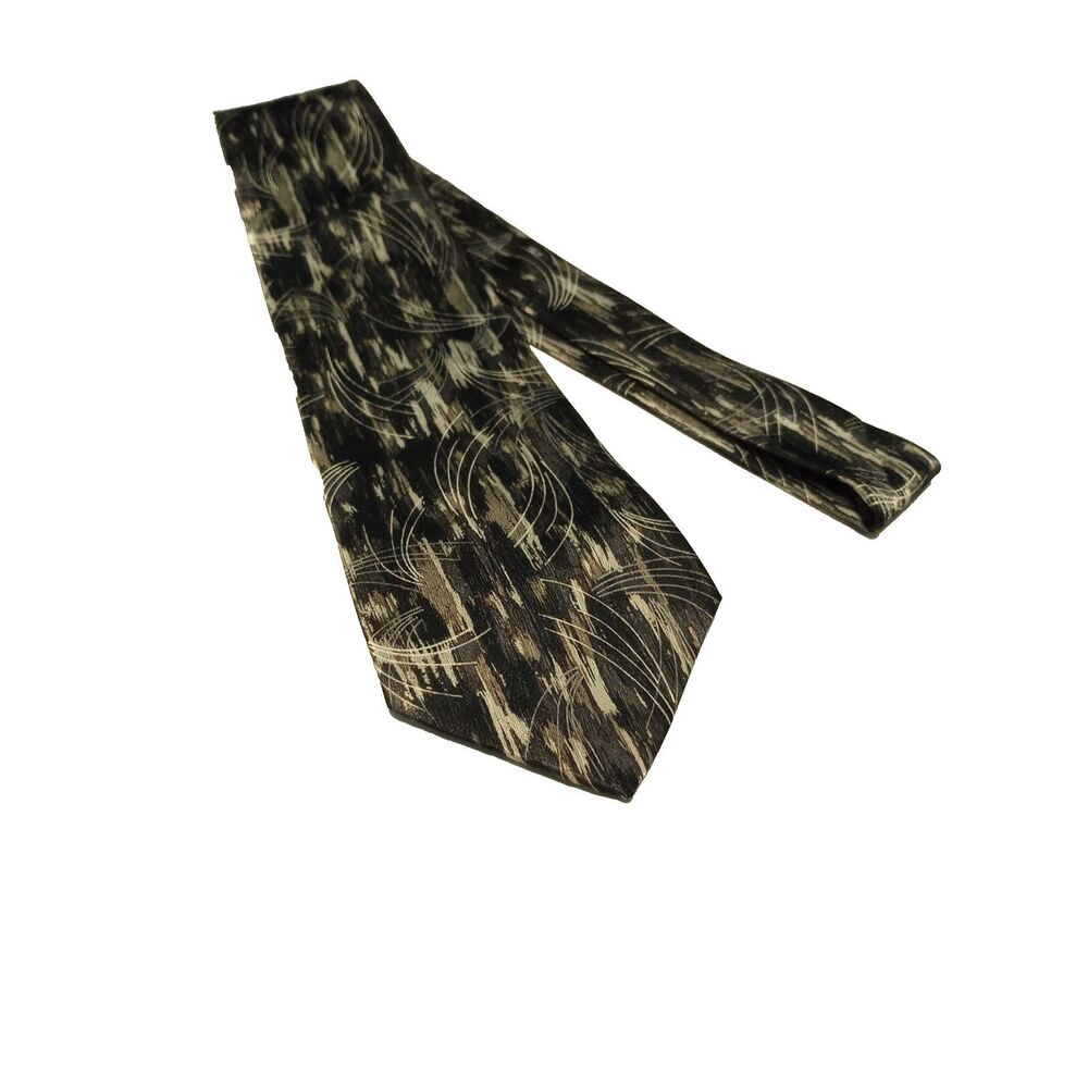 Don Loper Beverly Hills 100% Polyester Men's Neck Tie 59 inche Black Sliver Gray